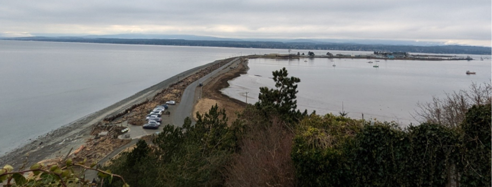 overview of Goose Spit from top of hill