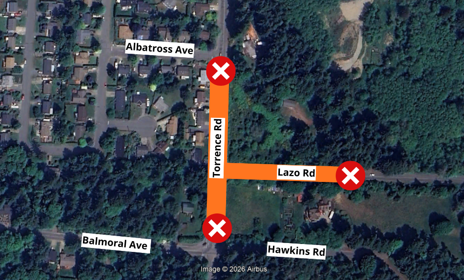 Lazo and Torrence intersection closed for construction beginning March 2