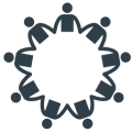 Grey Icon of people in a circle holding hands