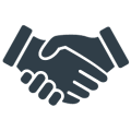 Grey icon of hands shaking